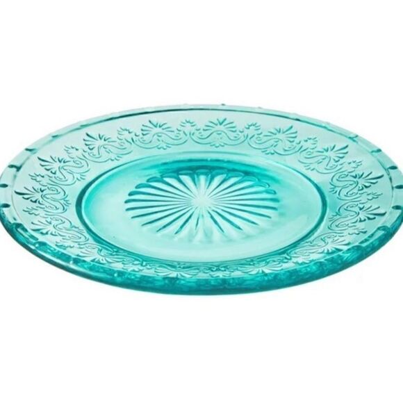 🦋 New Pioneer Woman Cassie Teal Glass Dinnerware, Set of 12 Pieces - Picture 6 of 9